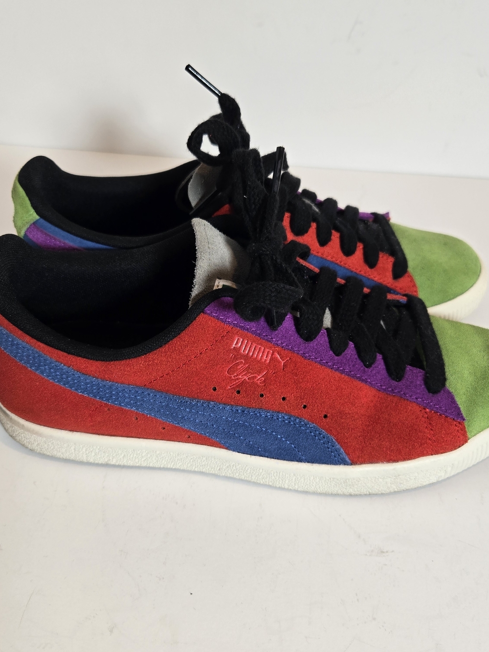 PUMA Colorblock Suede Sneakers - Red, Blue, Purple, Green
